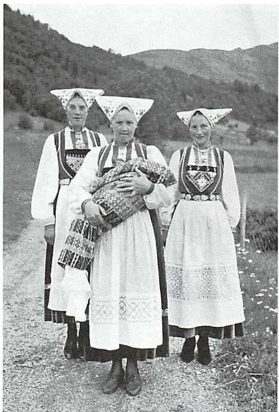 Norwegian women wearing traditional dress
