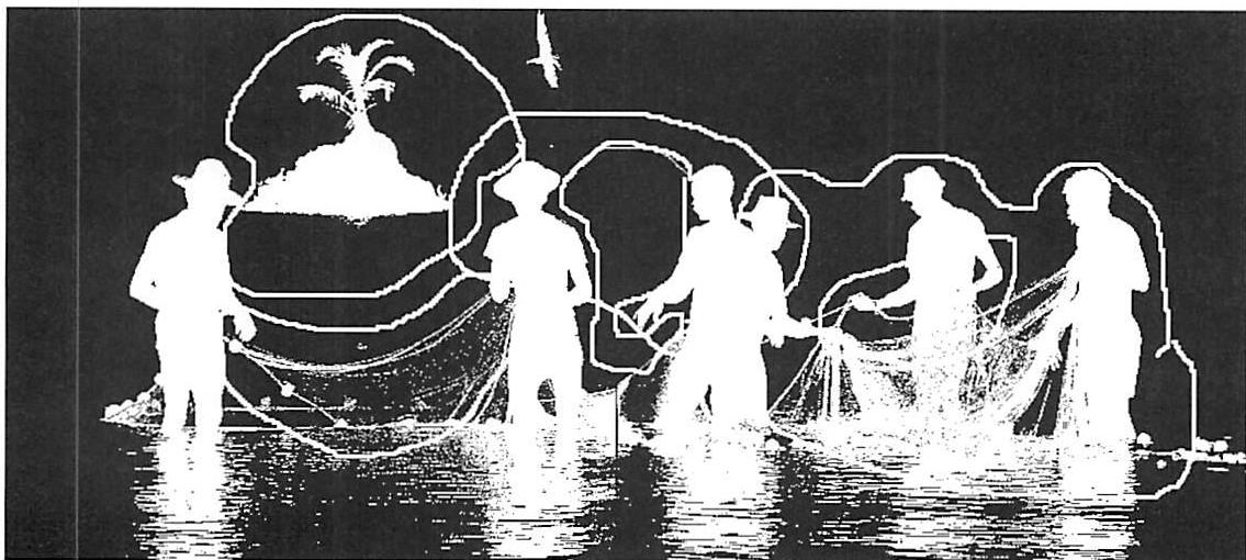 Half a dozen of the thousands of living centers that are present in this situation of the fishermen mending their net