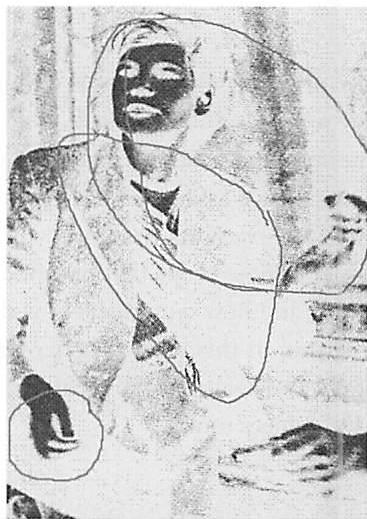 Notice the extraordinary beauty of the living centers which form in her body as she throws: the curl of her fingers around empty hole in her hand; the broad center formed by her dropped shoulder and the line of her lapel; by the center that is formed hovering in space between her left hand and forearm and her head, thrown back.