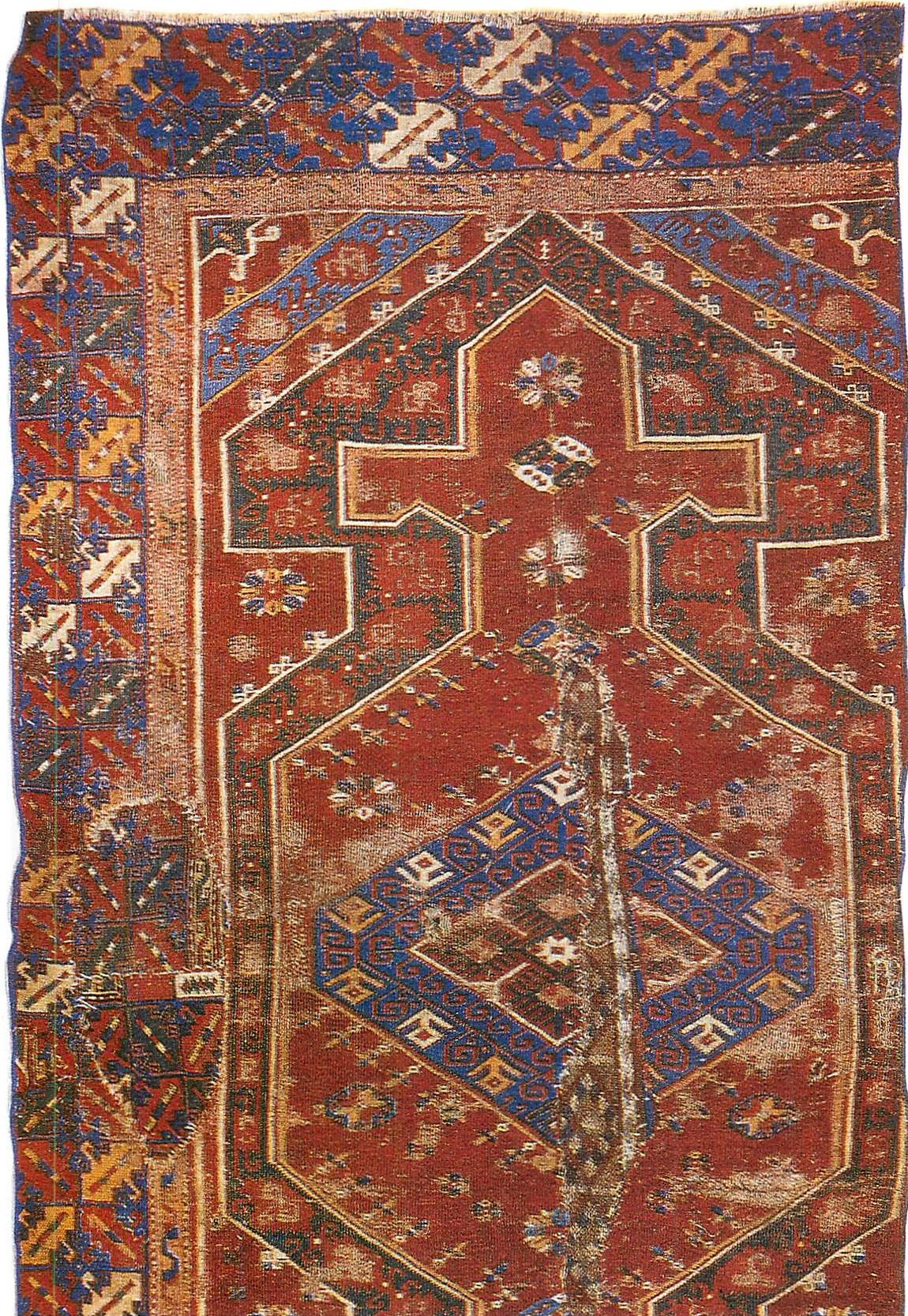 A primitive Anatolian carpet embodies the powerful center caused by a field effect that begins at the very edge of the carpet, and works its way inward, radiating centeredness throughout the structure.