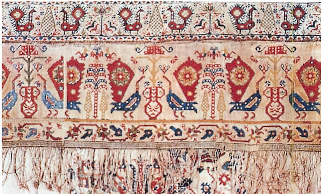 Beautiful alternating repetition in a Greek embroidery. Centers are formed everywhere, in the repetition of the embroidered forms and in the spaces between the repetitions.
