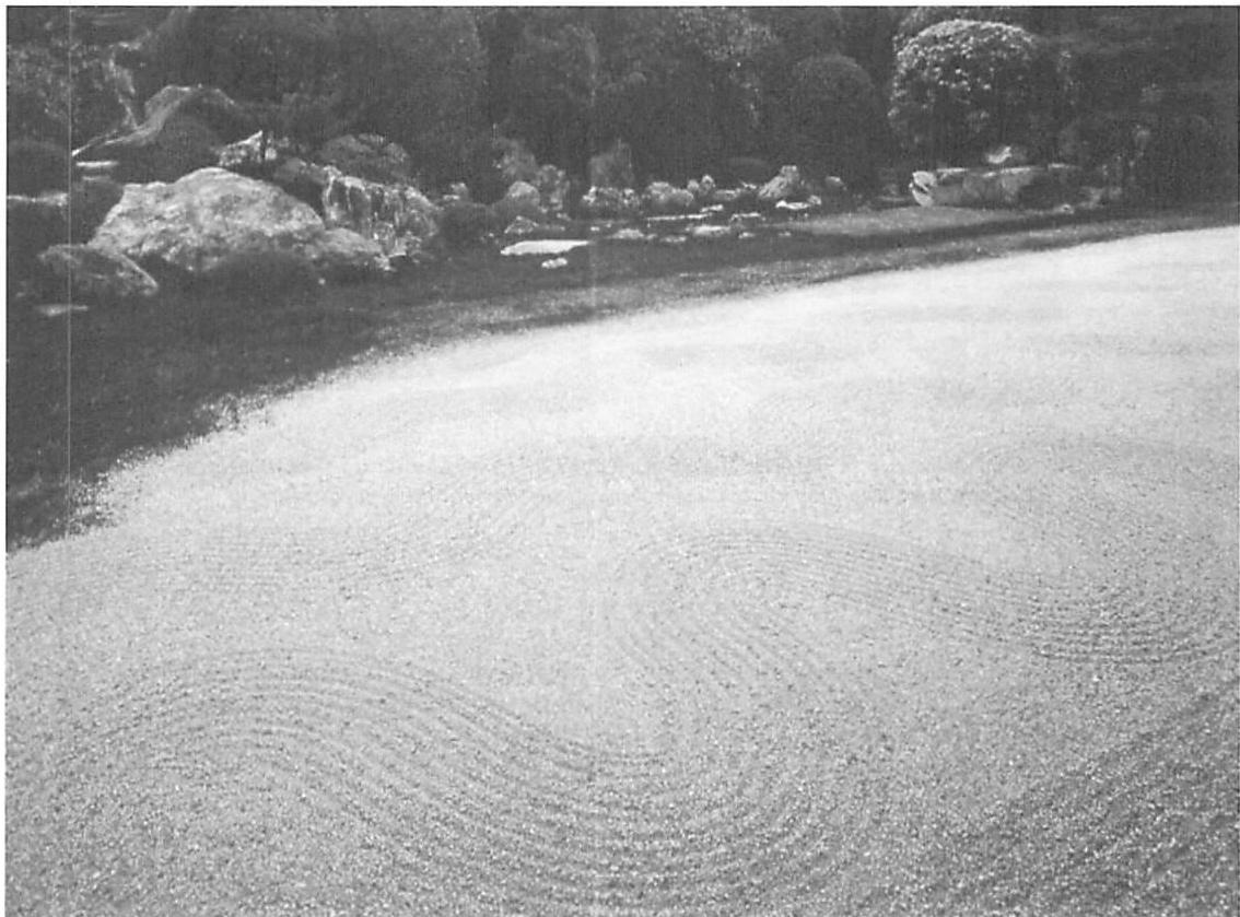 Ripples in a sand garden bring life to the place. It is the waves and troughs of the sand that cause the life, as every wave of sand becomes a living center.