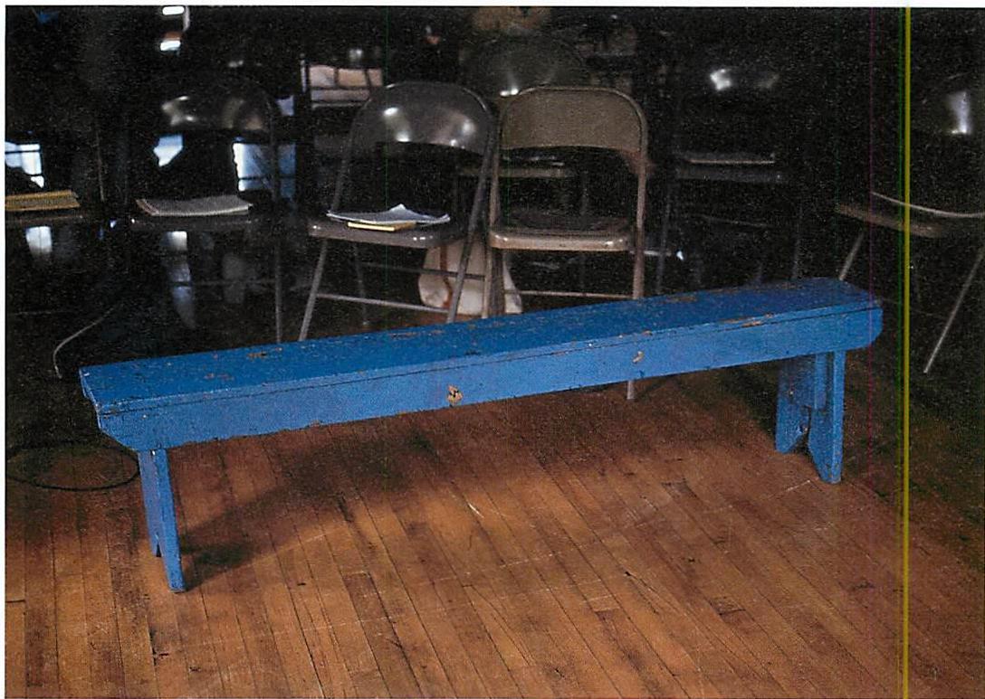 The painted blue bench from the New York conference
