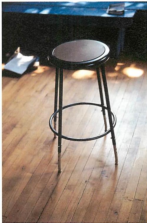 The gray steel stool from the New York conference
