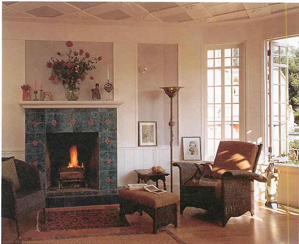 The fireplace at Poppy Lane, the Upham House, Berkeley